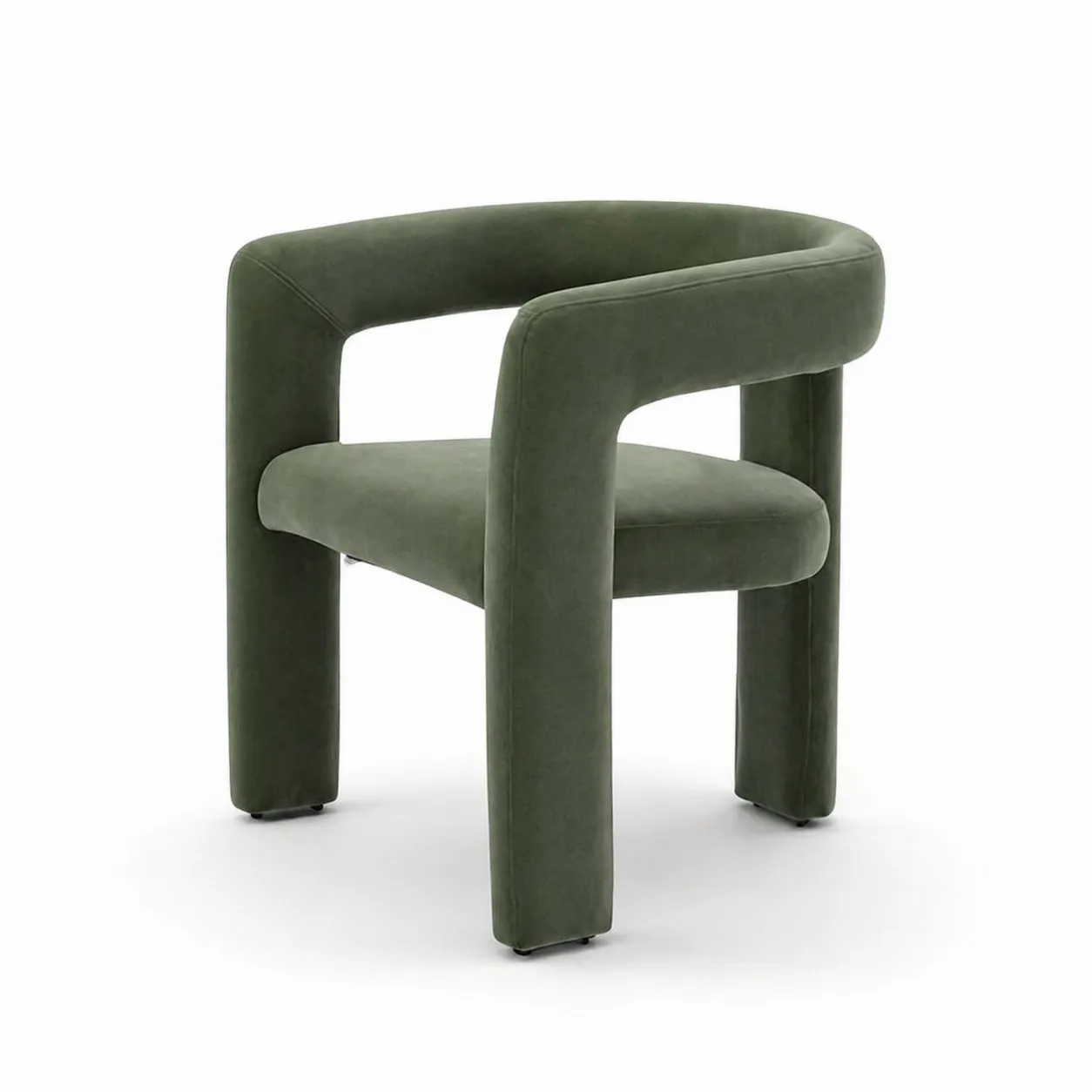 Fauteuil en velours vert avec structure arrondie-Arvilen