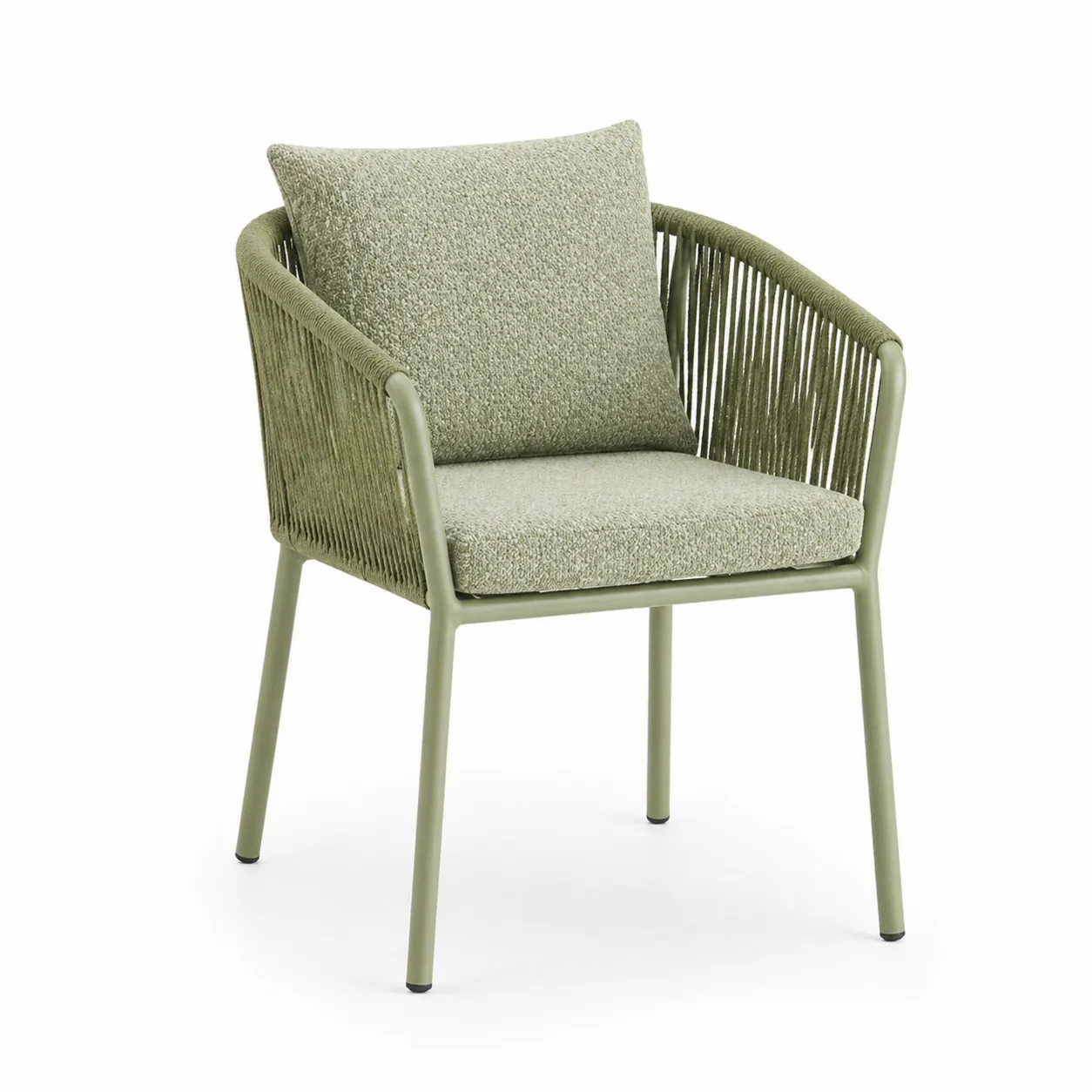 Chaise en aluminium avec corde vert et coussins en polyester-Arvilen