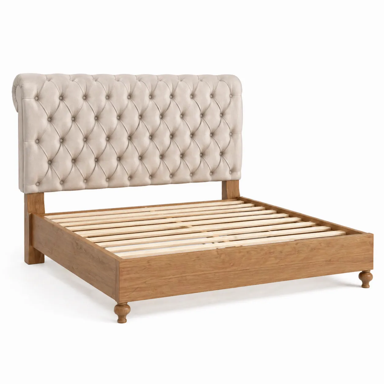 Lit en bois avec tête de lit en tissu 160x200cm-Arvilen