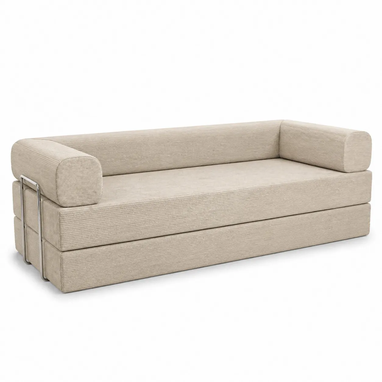 Canapé pliant en tissu beige 200x80x70 cm-Arvilen