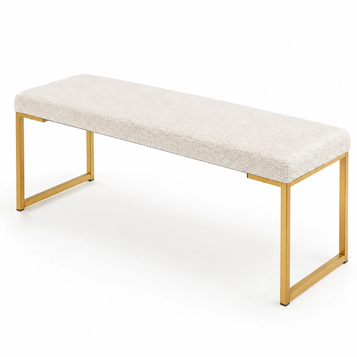 Banc en métal avec assise en tissu polyester Blanc crème-Arvilen