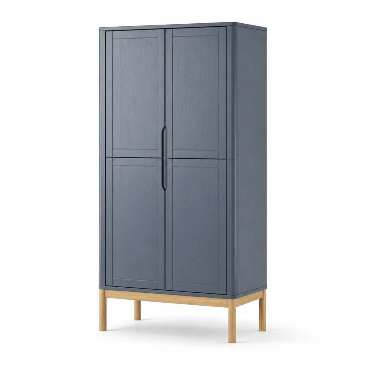 Armoire en bois bleu avec pieds en chêne, 180 cm-Arvilen