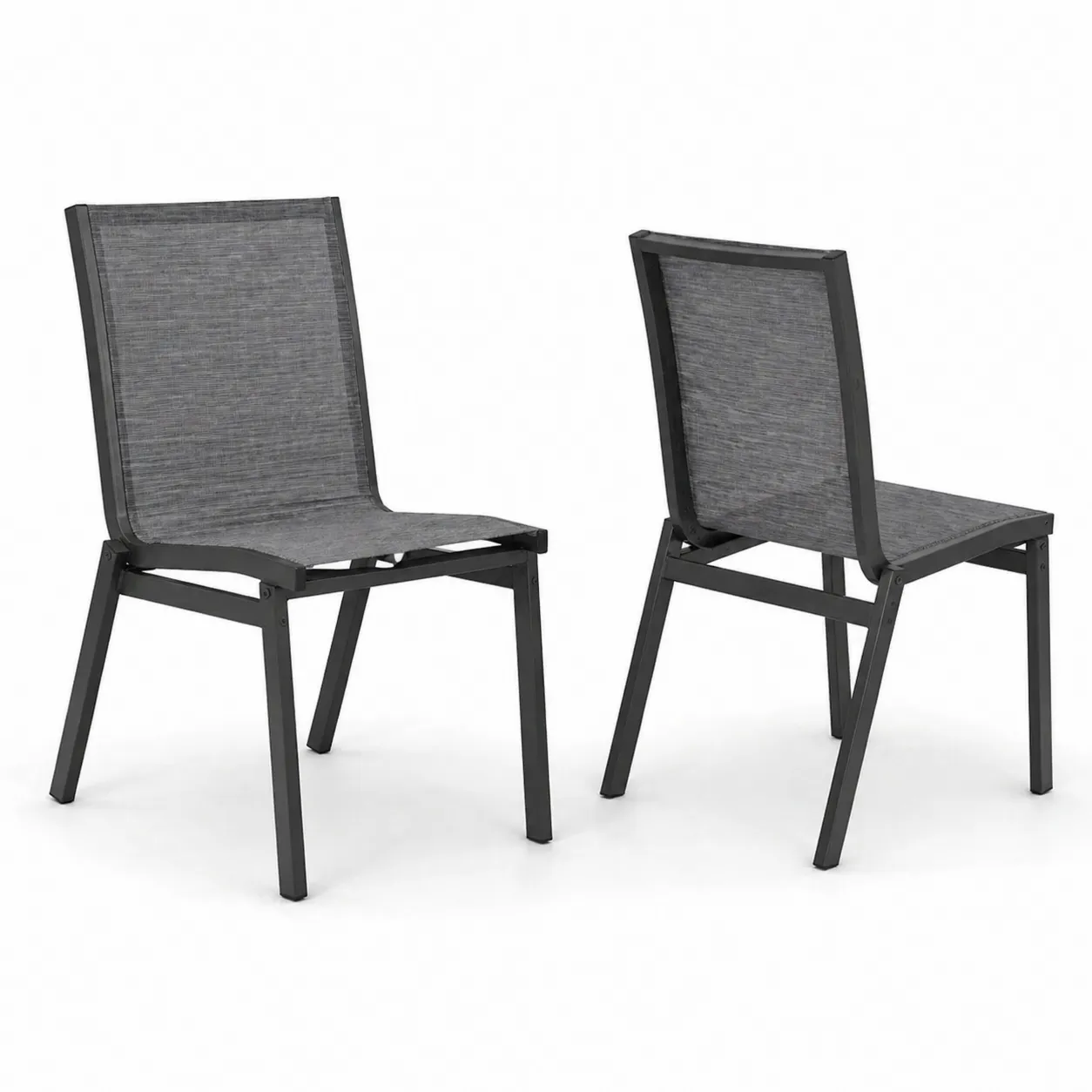 Chaises en Aluminium et Textile Gris, Lot de 2-Arvilen