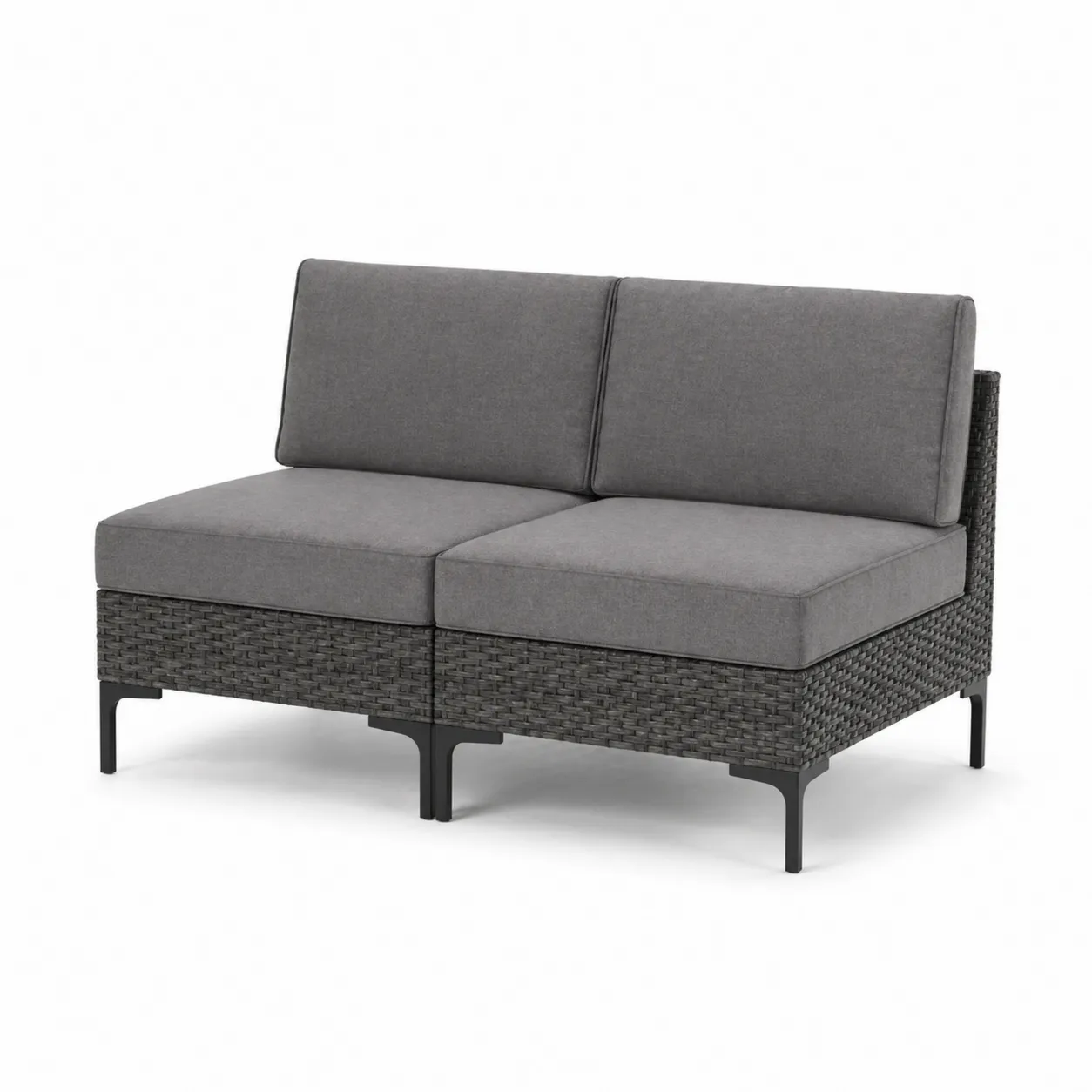 Canapé deux places en métal et résine avec coussins en polyester Gris-Arvilen