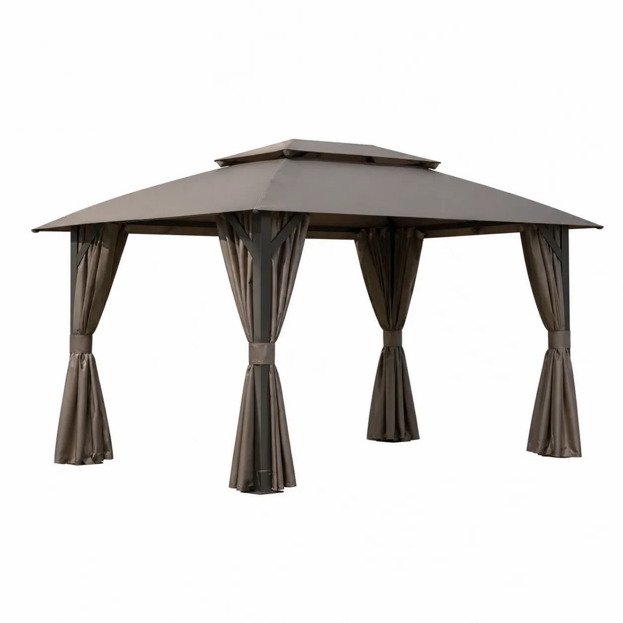 Pavillon de jardin en aluminium avec toit en polyester taupe-Arvilen
