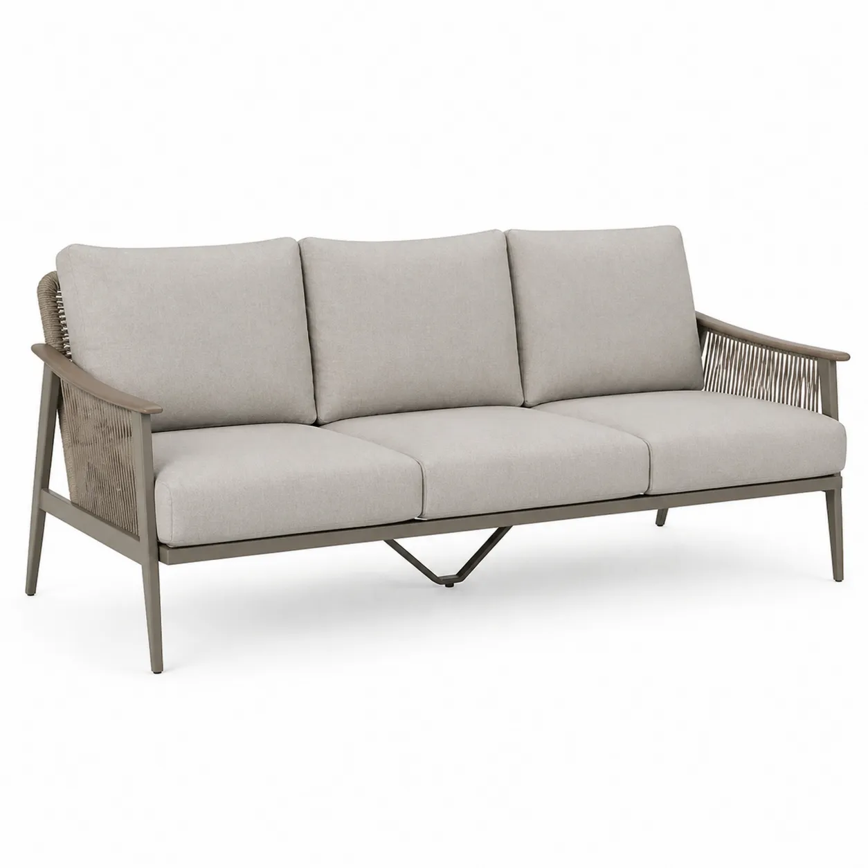 Canapé 3 places en aluminium et tissu Gris Clair-Arvilen