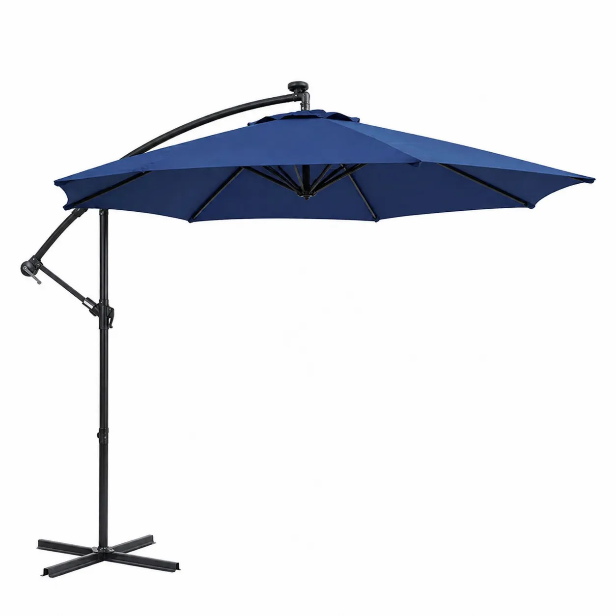 Parasol déporté rond en métal et polyester bleu 3m-Arvilen