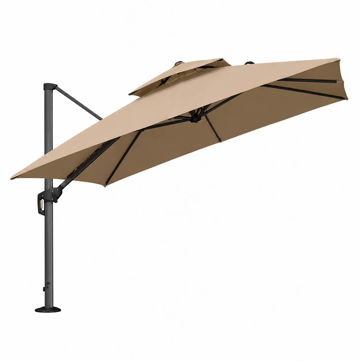 Parasol déporté rectangulaire 300 cm en toile de polyester beige avec structure en acier-Arvilen