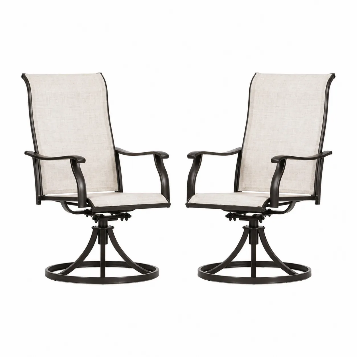 Lot de 2 chaises pivotantes en métal et textilène Beige-Arvilen