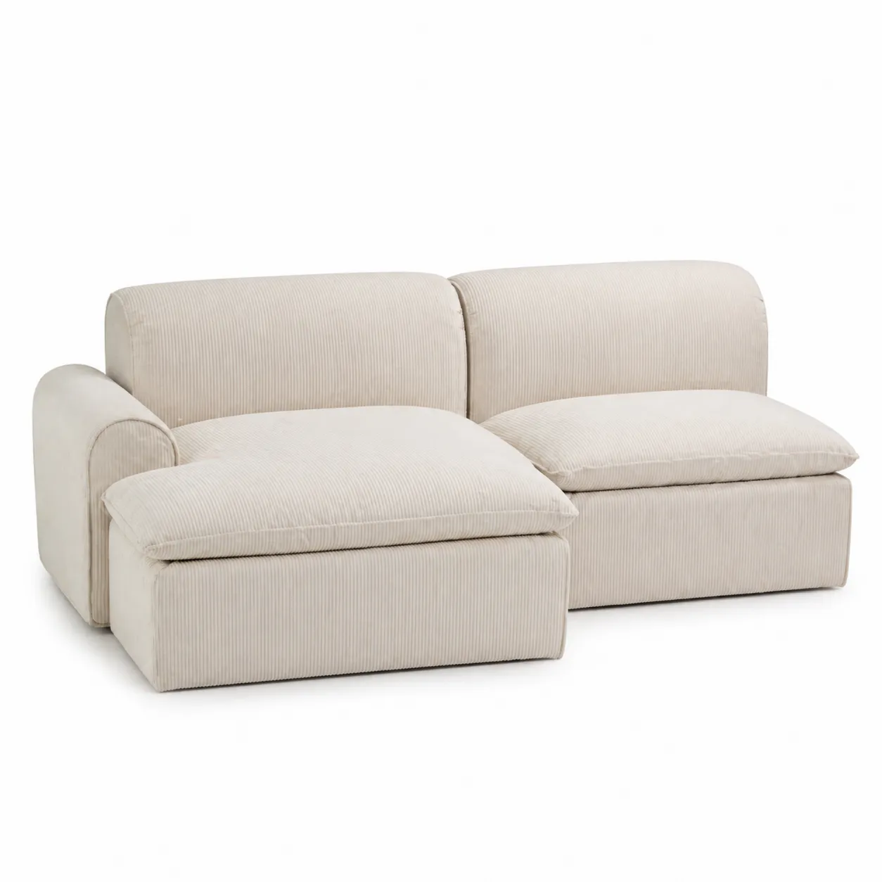 Canapé d'Angle Modulable en Velours Côtelé Beige-Arvilen