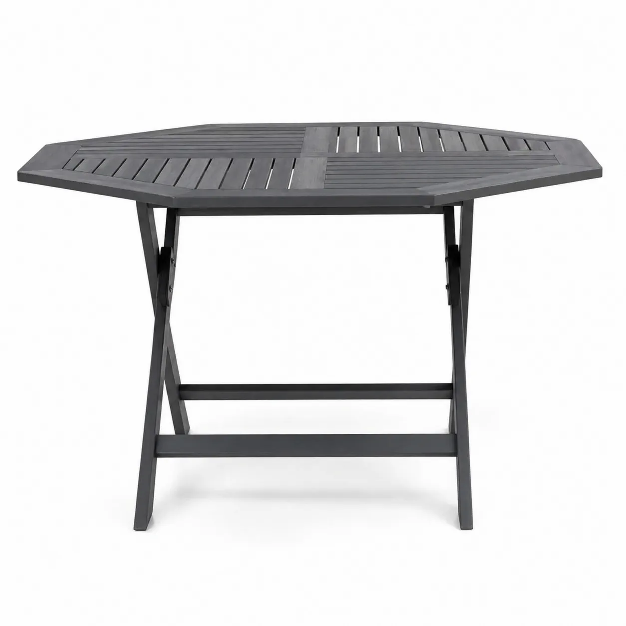 Table de jardin octogonale pliable en bois composite gris-Arvilen