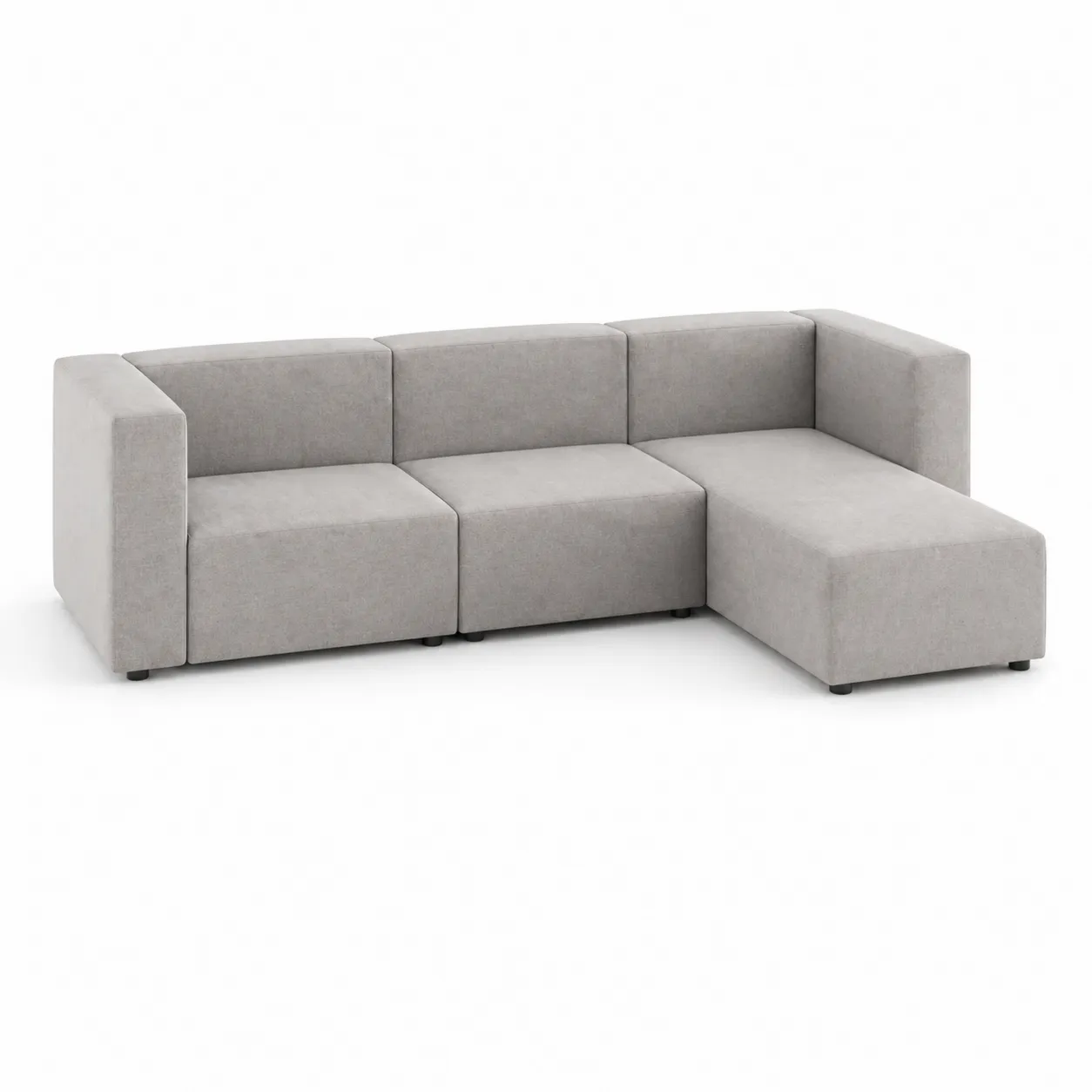 Canapé d'angle modulable en tissu polyester Gris-Arvilen