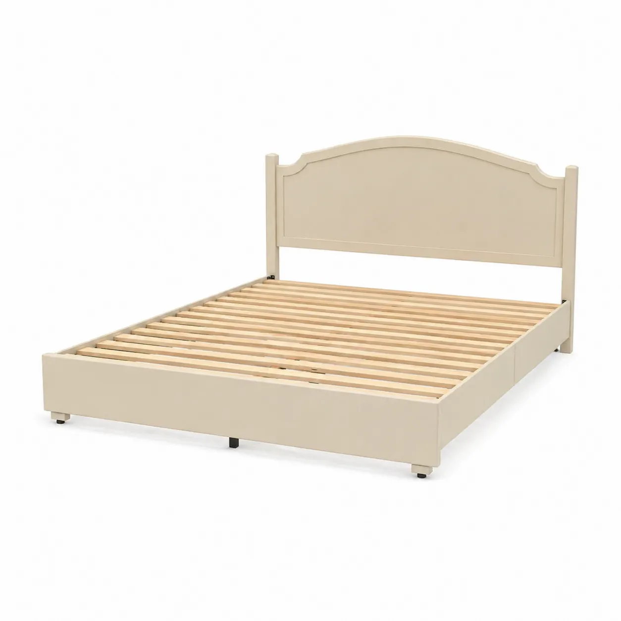 Lit en bois avec tête de lit 140 x 190 cm Beige-Arvilen