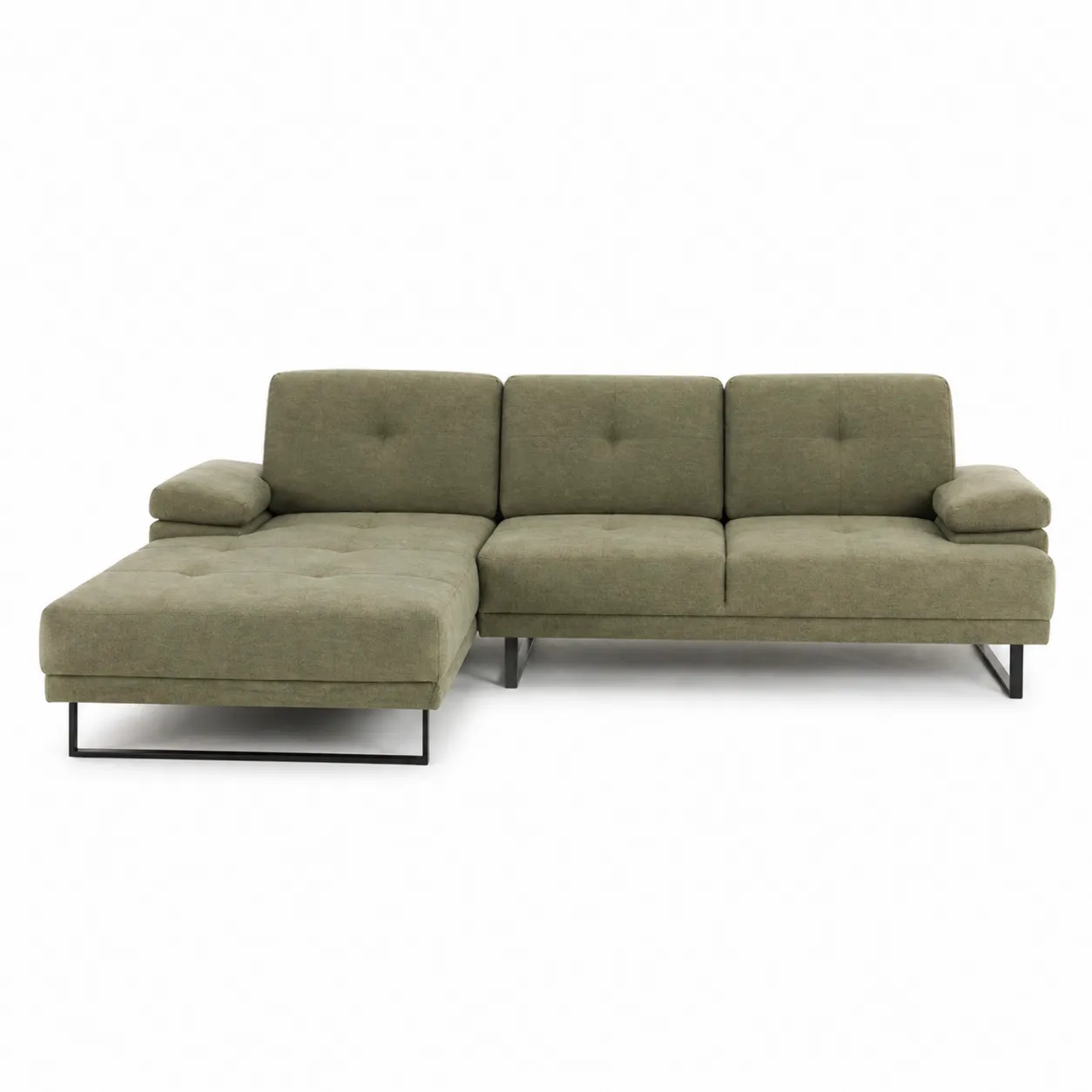 Canapé d'angle en tissu polyester Vert olive-Arvilen