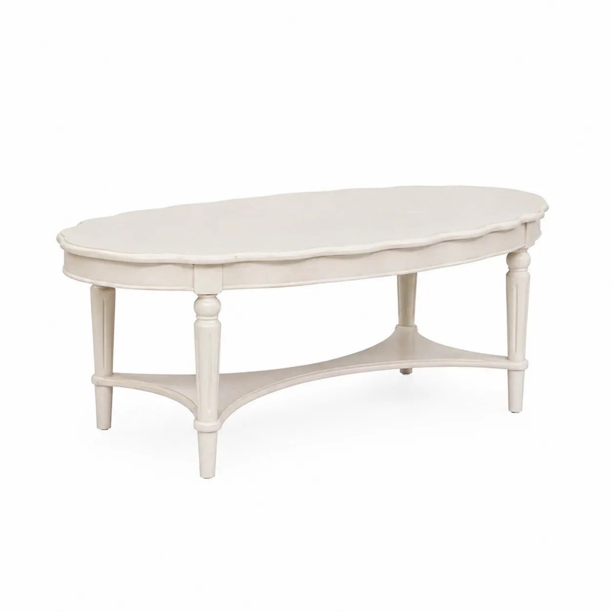 Table basse ovale en bois Blanc 120x60x45cm-Arvilen