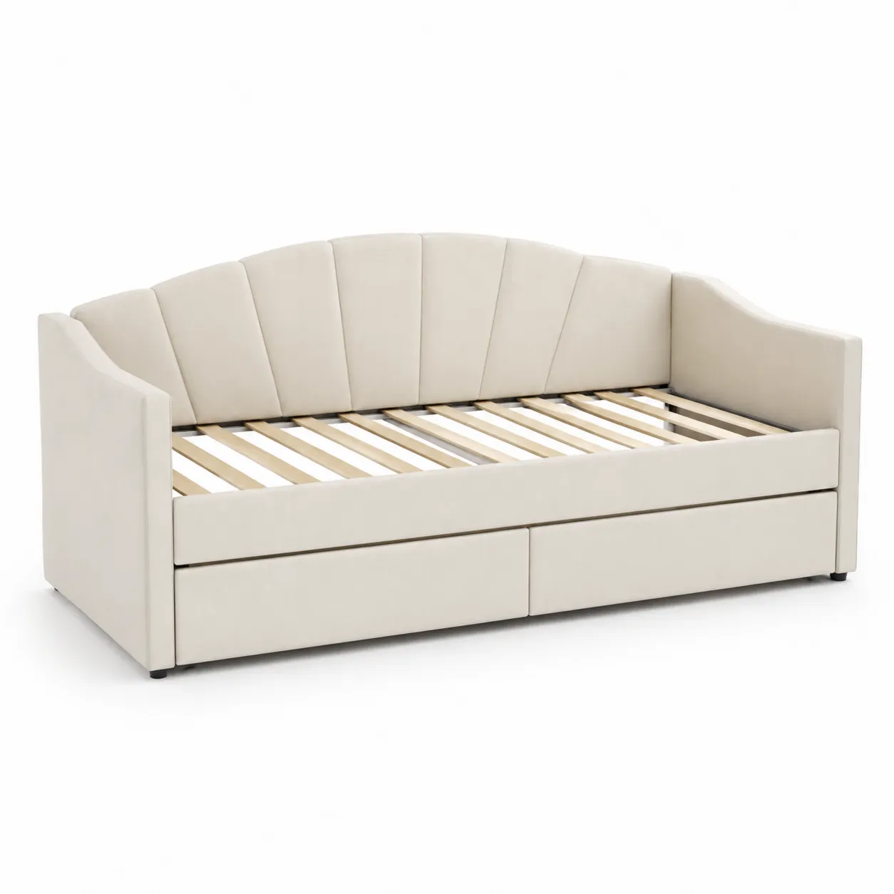 Lit de jour en bois et tissu avec tiroirs 200 cm x 100 cm-Arvilen
