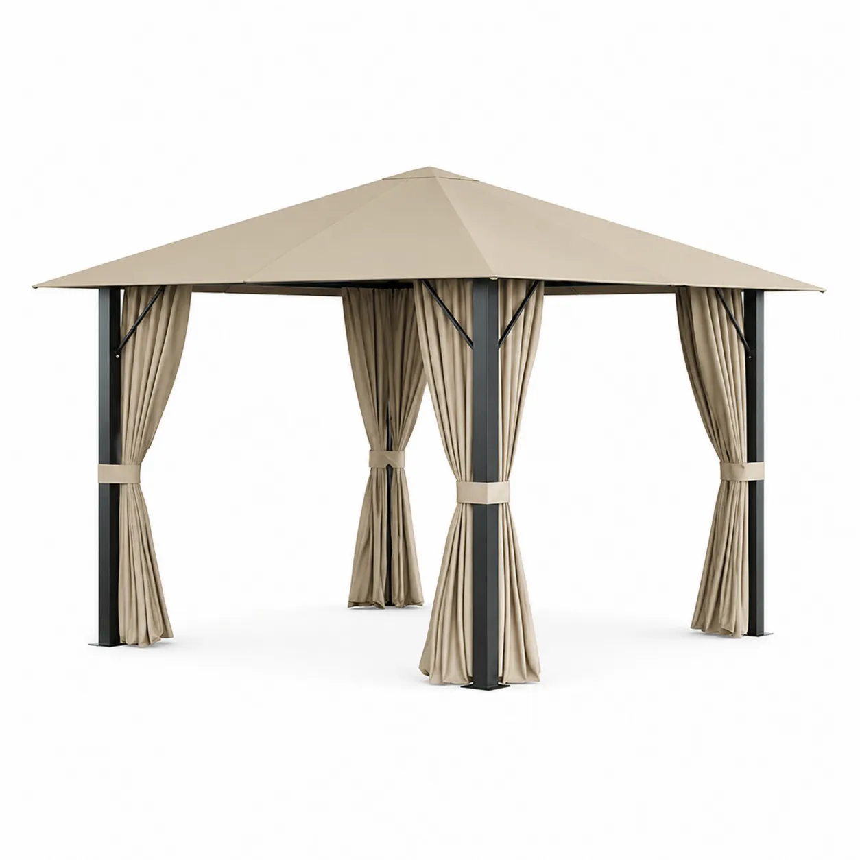 Pavillon de Jardin 3x3 m Acier Polyester Beige-Arvilen