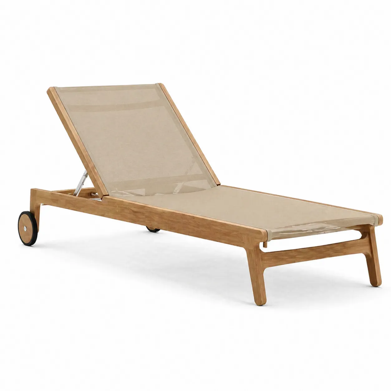 Chaise longue extérieure en bois et textilène Beige-Arvilen