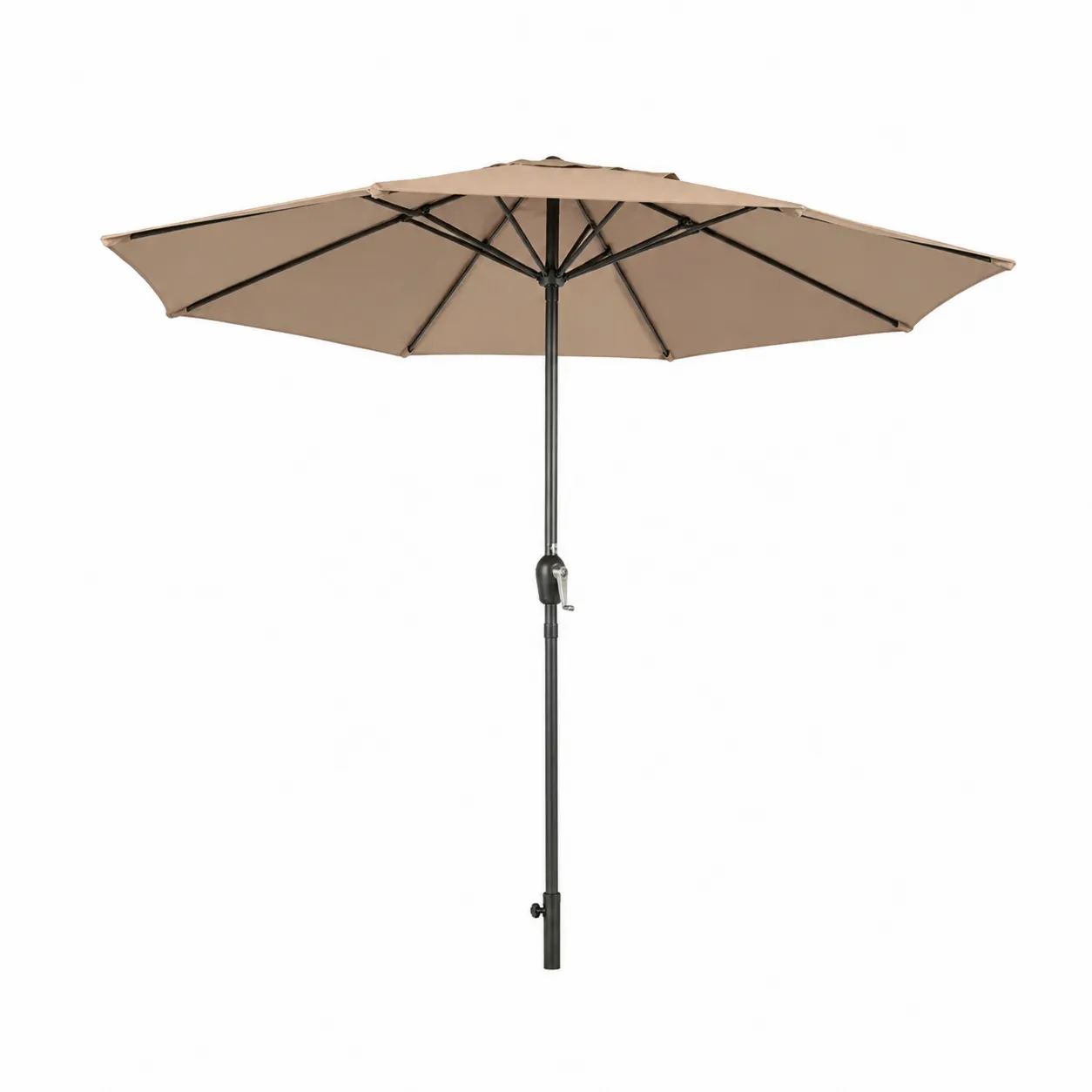 Parasol Extérieur Rond 300 cm en Polyester Beige avec Mât Métal-Arvilen