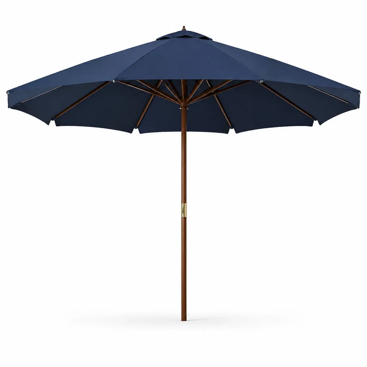 Parasol de jardin rond en Bois d'Acacia et Polyester Bleu Marine-Arvilen