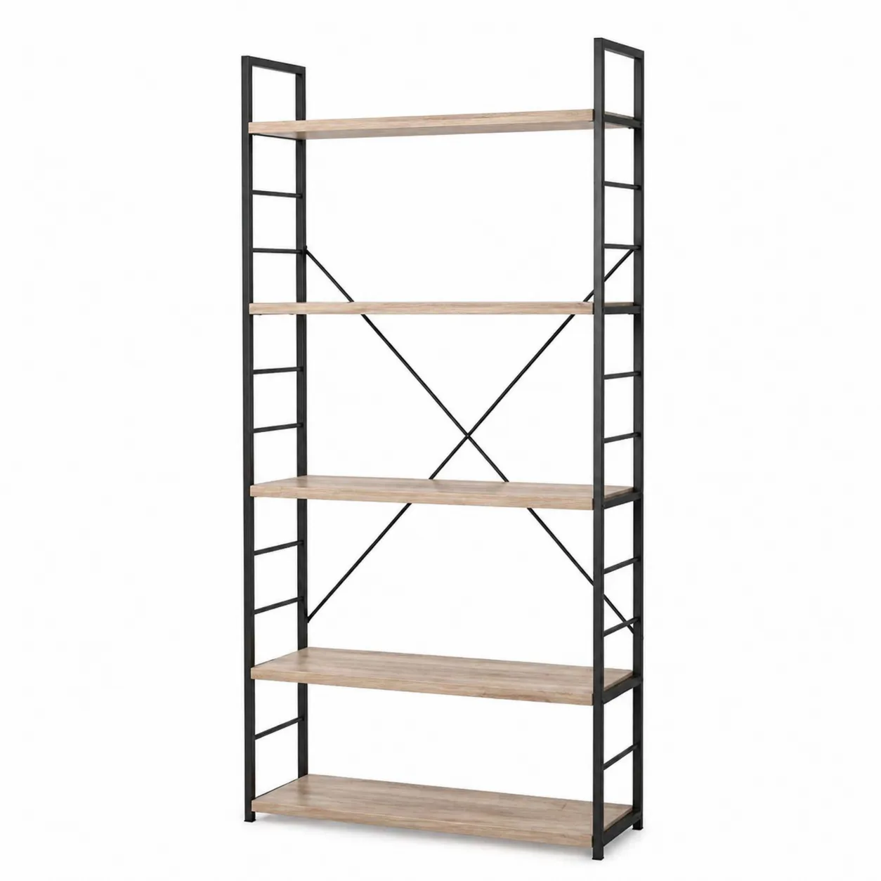 Étagère de rangement en métal noir et chêne-Arvilen