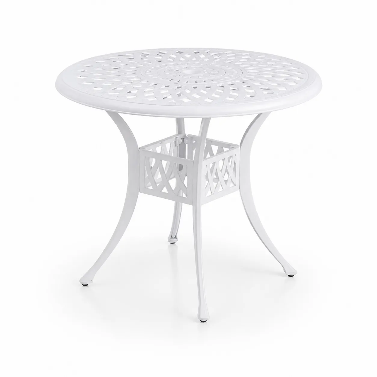 Tavolo Rotondo da Giardino in Alluminio Verniciato Bianco Ø 90 cm-Haviranest