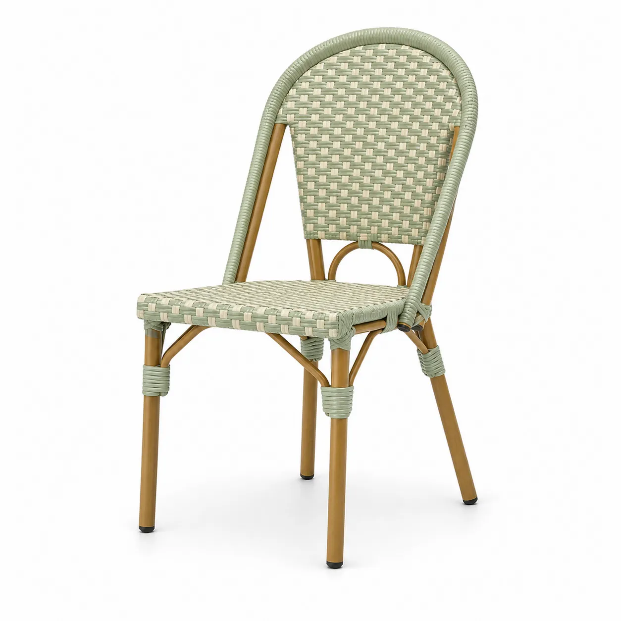 Sedia in rattan PE con telaio in acciaio verde-Lavhealing