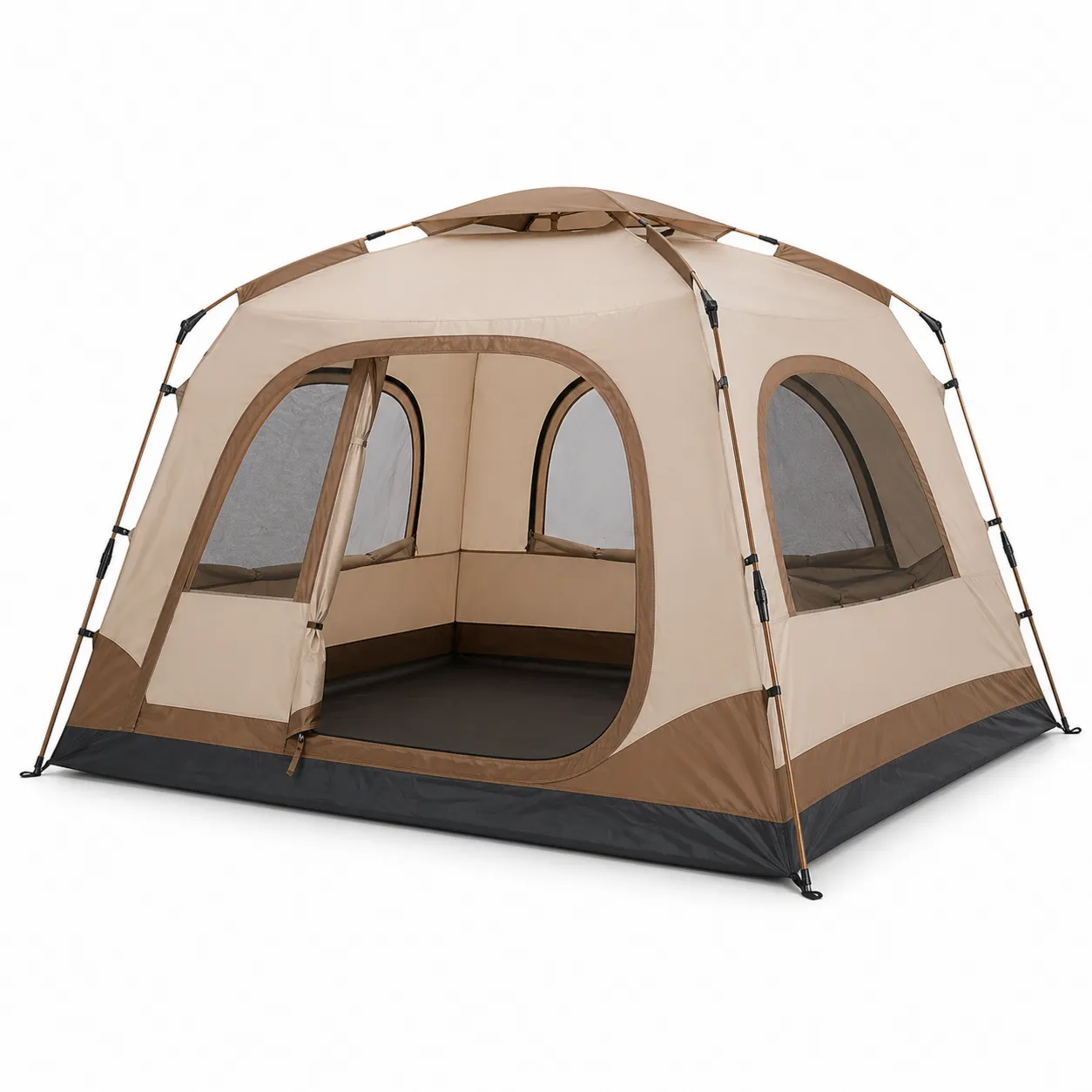Tenda da Campeggio in Poliestere Beige e Marrone 300x300x210 cm-Lavhealing