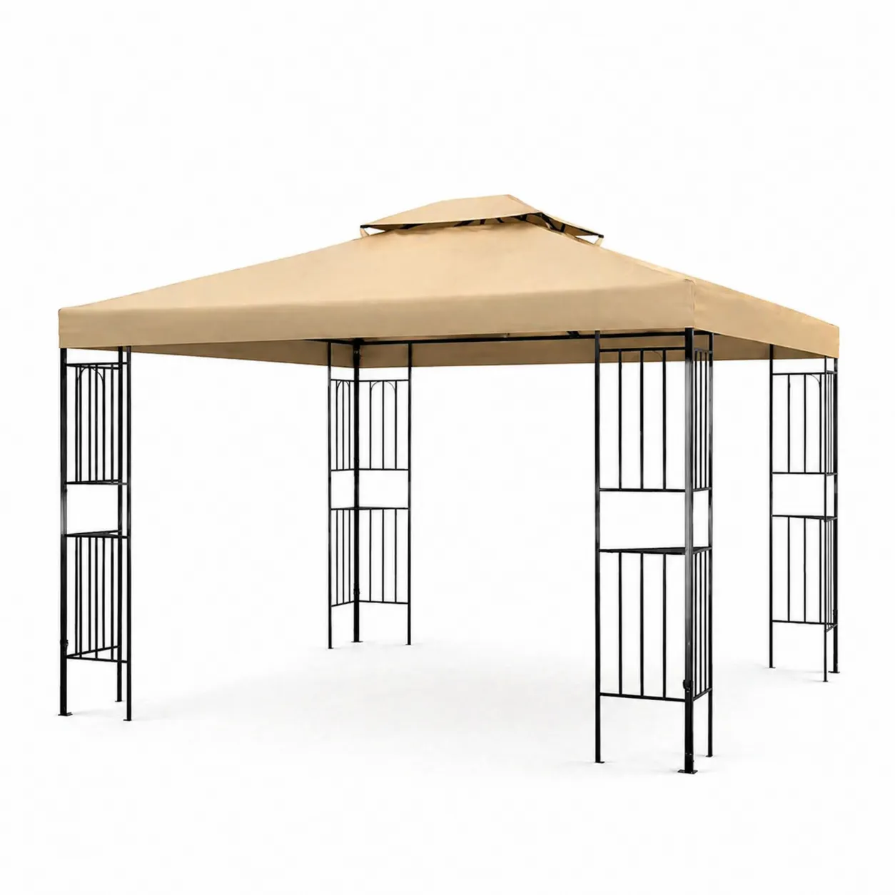Gazebo in Ferro 3x3m con Tettuccio in Poliestere Beige