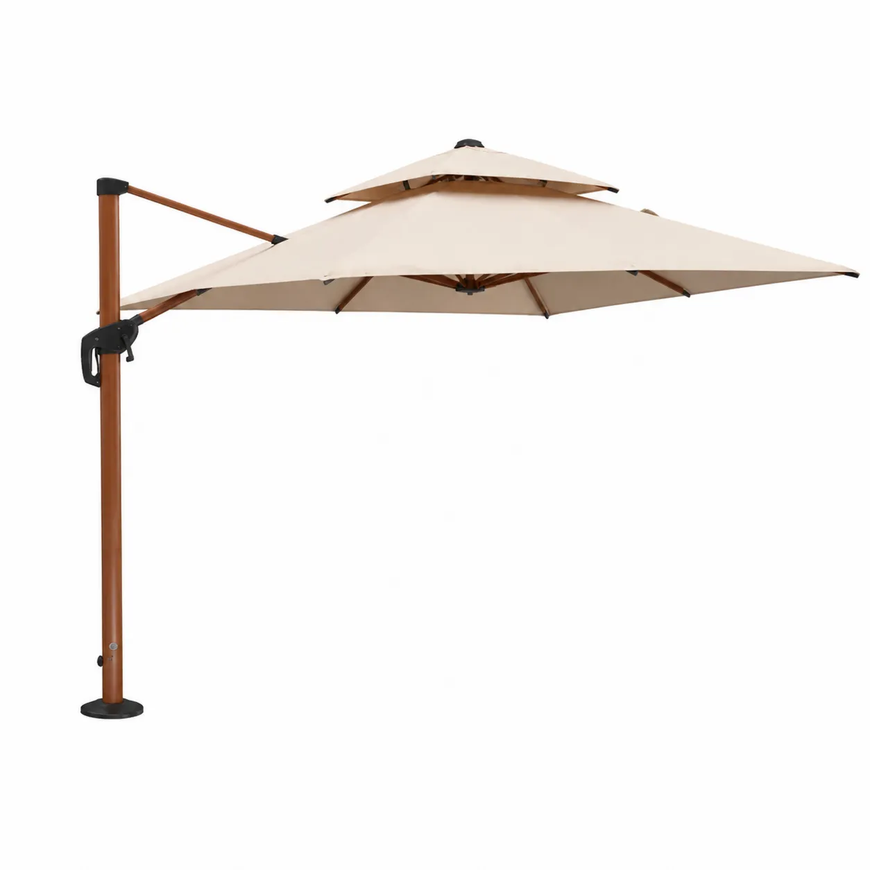 Ombrellone da giardino in legno e poliestere beige 300 cm