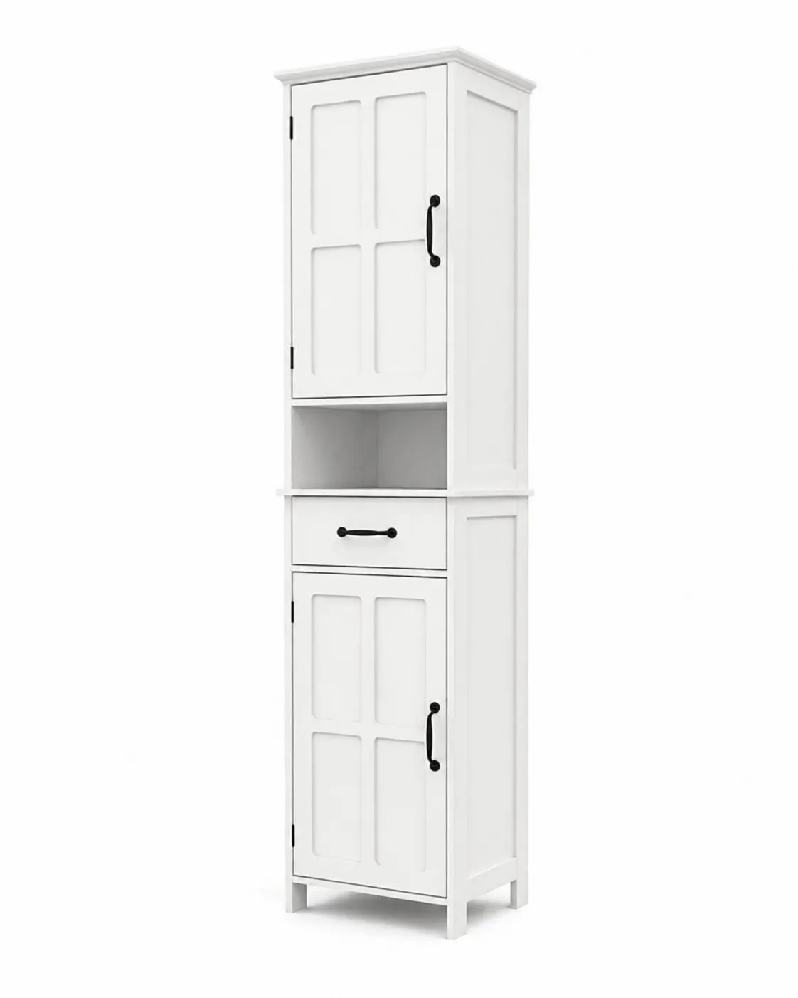 Armadio in Legno MDF con 2 Ante e 1 Cassetto Bianco