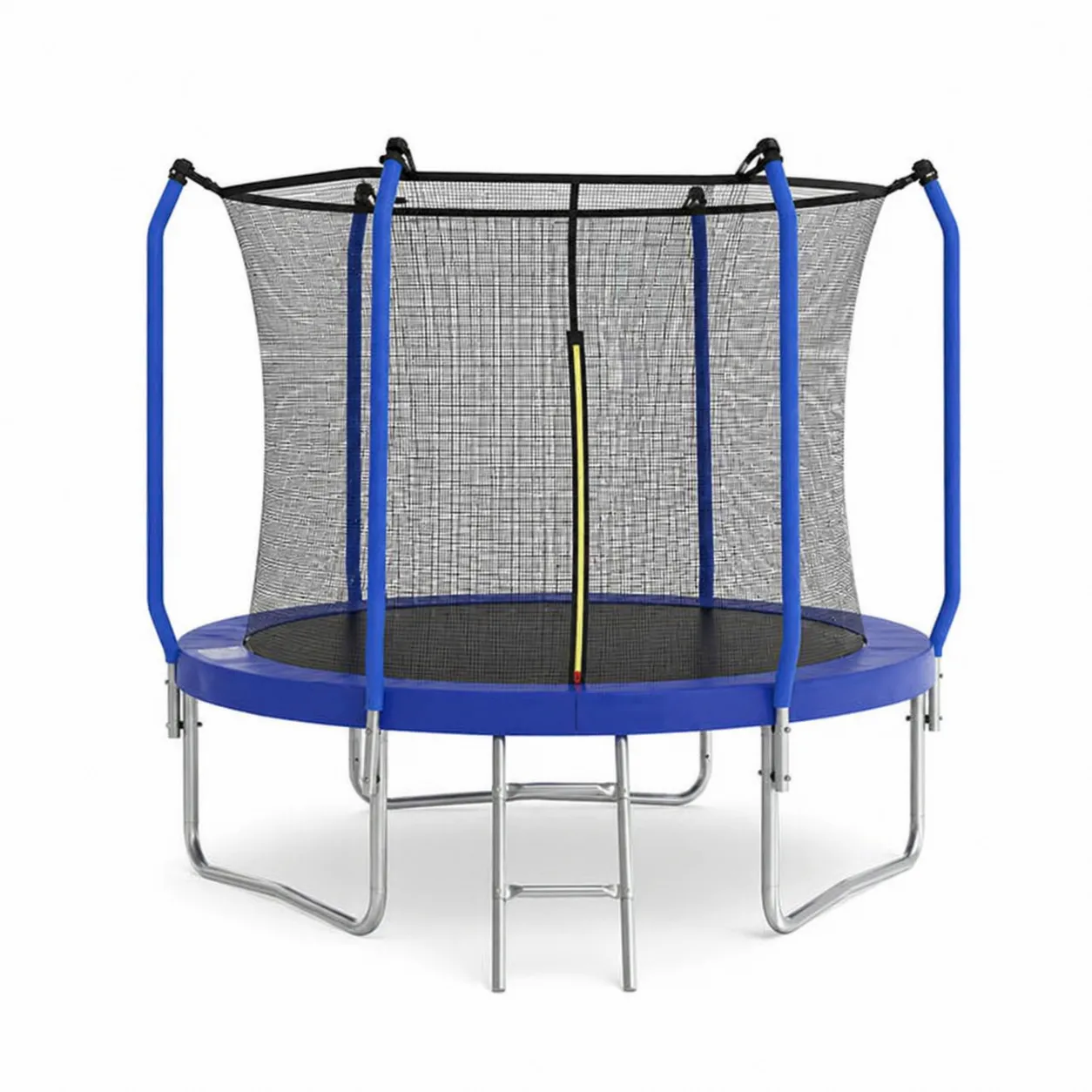 Trampolino in Acciaio con Rete Sicurezza, Diametro 244 cm, Blu