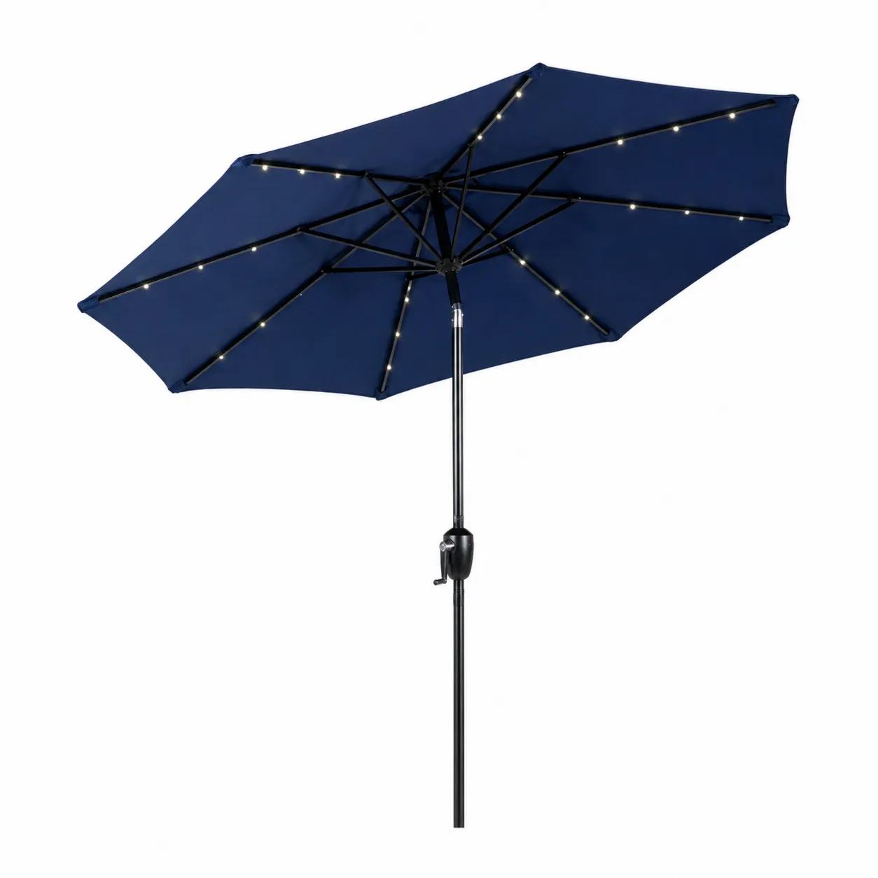 Ombrellone da Esterno con Luci LED in Poliestere e Alluminio Blu