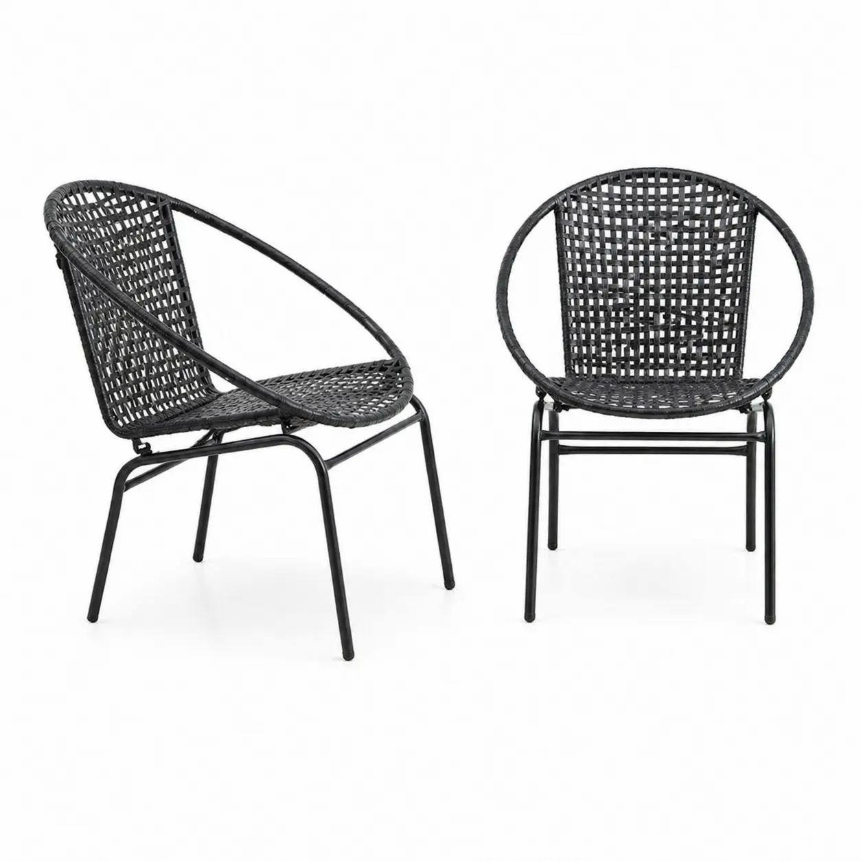Set di 2 sedie da giardino in rattan sintetico con struttura in acciaio