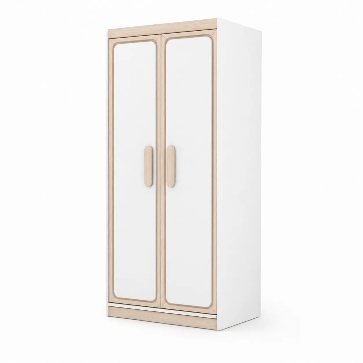 Armadio a Due Ante in MDF Bianco e Legno