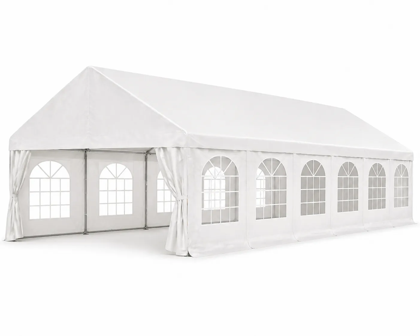 Gazebo in PVC Bianco con Struttura in Acciaio 9x3m