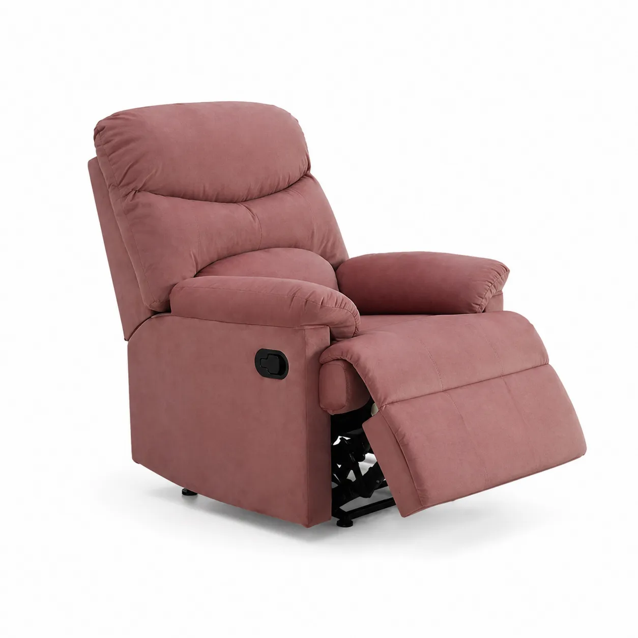 Poltrona reclinabile in microfibra rosa con poggiapiedi integrato