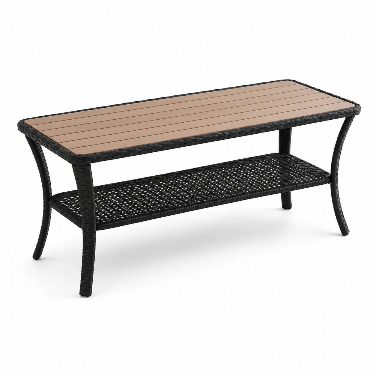 Tavolo da Giardino in Legno Composito e Rattan Sintetico 110x60x45 cm