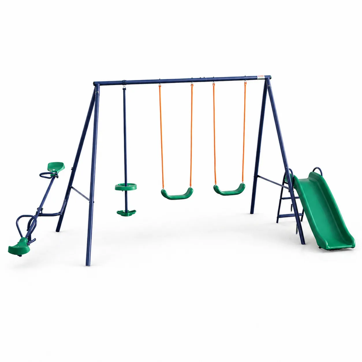 Set altalene e scivolo in metallo e plastica per esterni