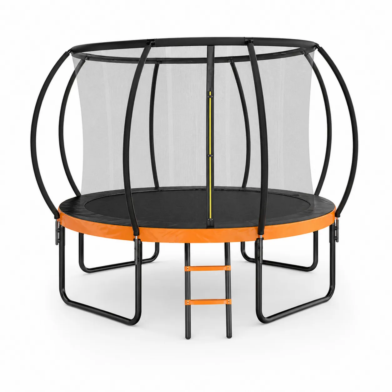 Tappeto elastico in acciaio nero/arancione diametro 305 cm con rete di sicurezza