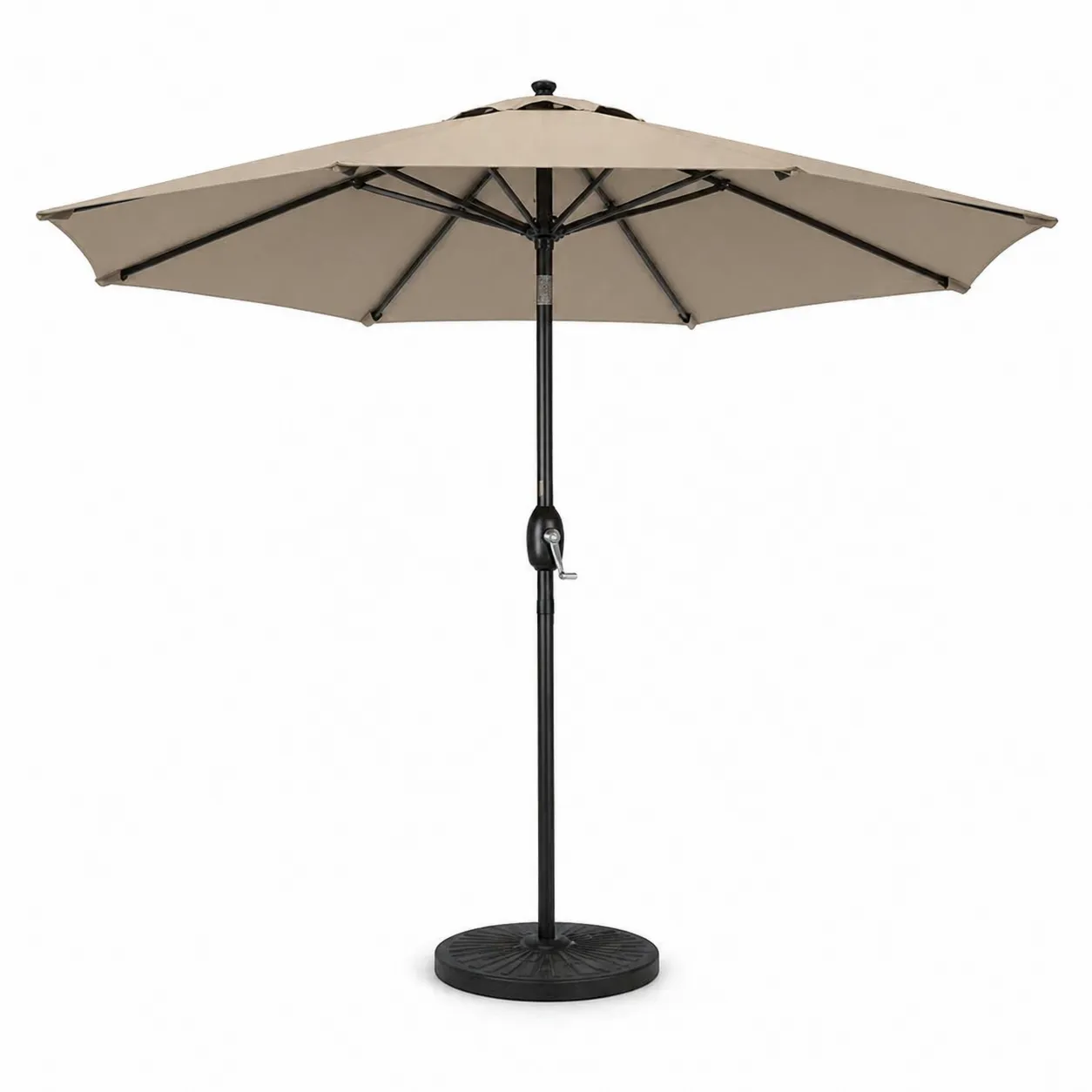 Ombrellone da Esterno Rotondo in Poliestere Beige con Manovella Ø 300 cm