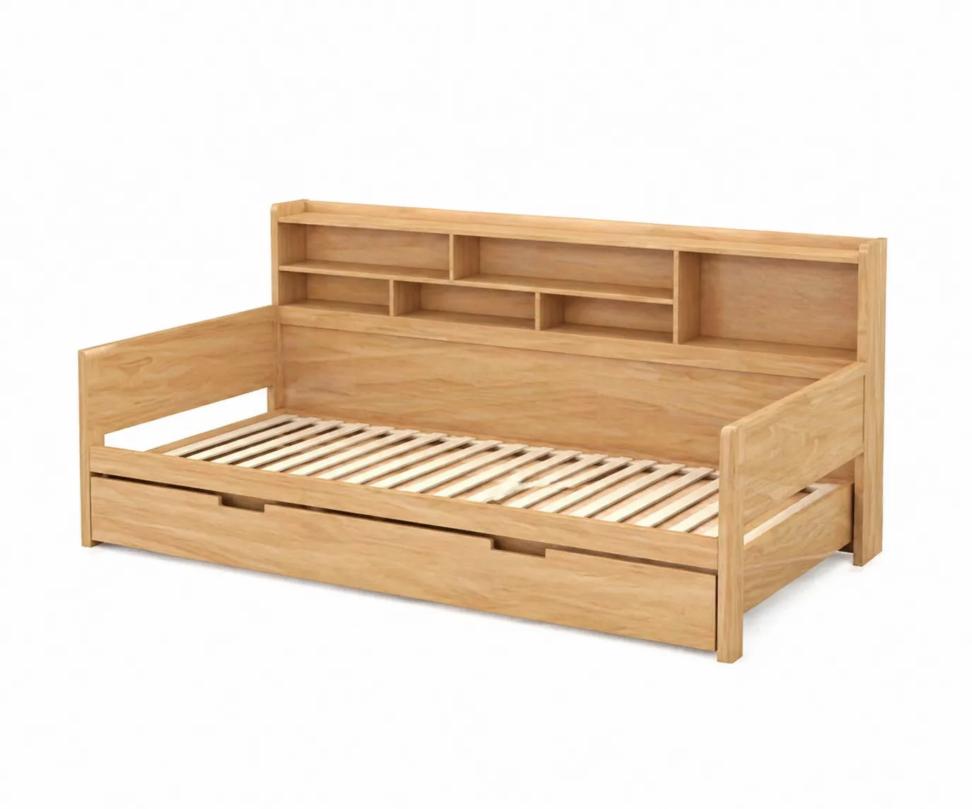 Letto in Legno con Libreria Integrata e Contenitore 200x90 cm