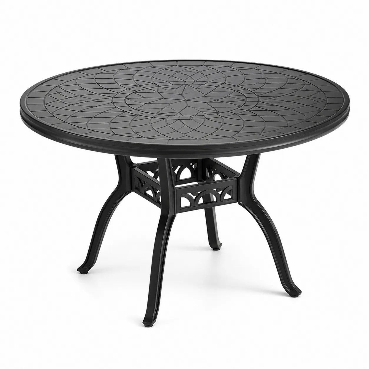 Tavolo da giardino rotondo in metallo nero diametro 120 cm