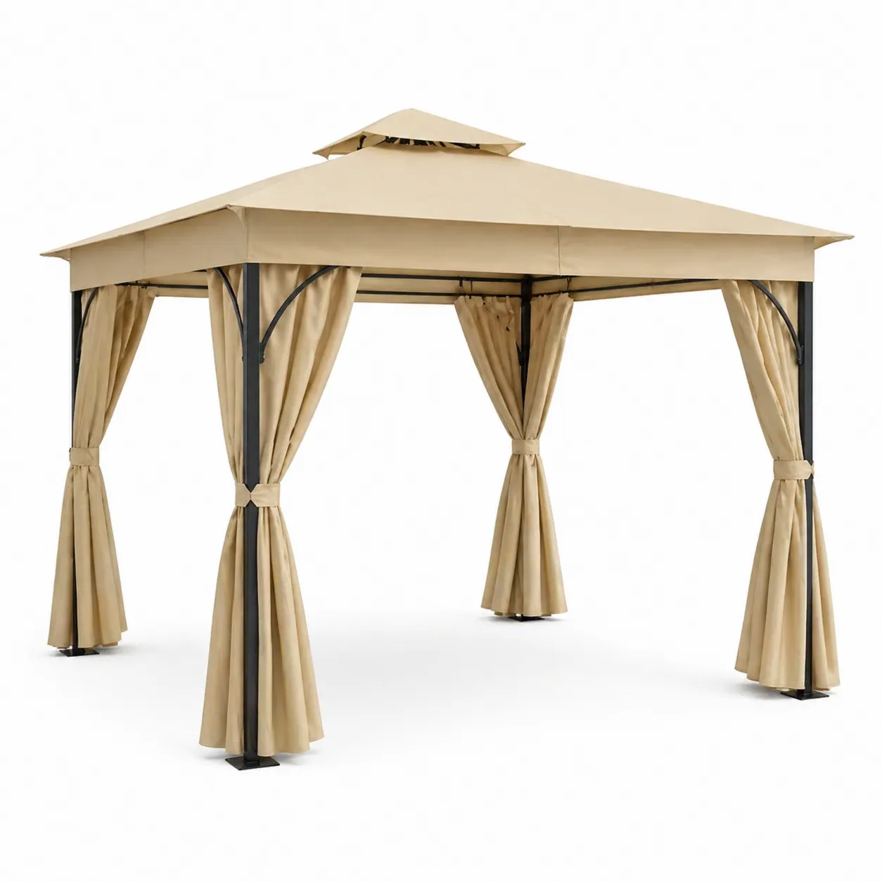 Gazebo da Giardino in Acciaio e Tessuto Poliestere 3x3 m Beige
