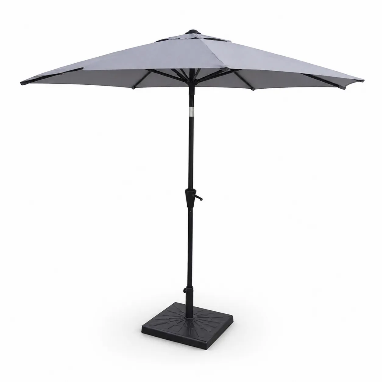 Ombrellone da Esterno in Poliestere Grigio con Base in Resina