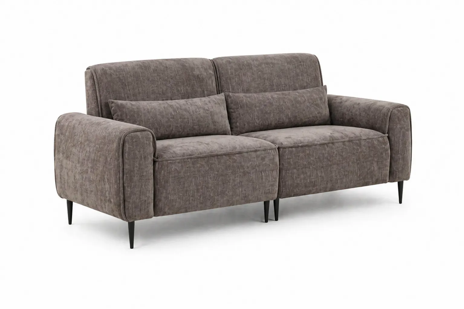 Divano in tessuto poliestere grigio con gambe in metallo