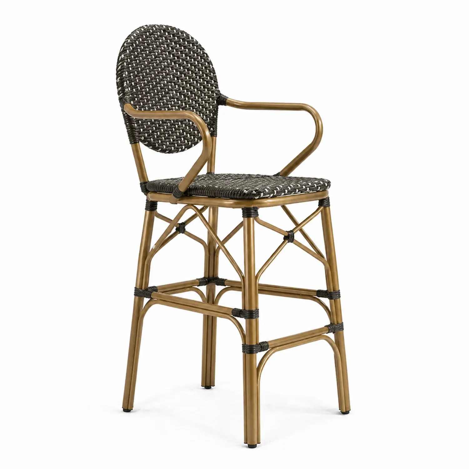 Hoker aluminiowy z rattanem syntetycznym, Brązowy/Czarny