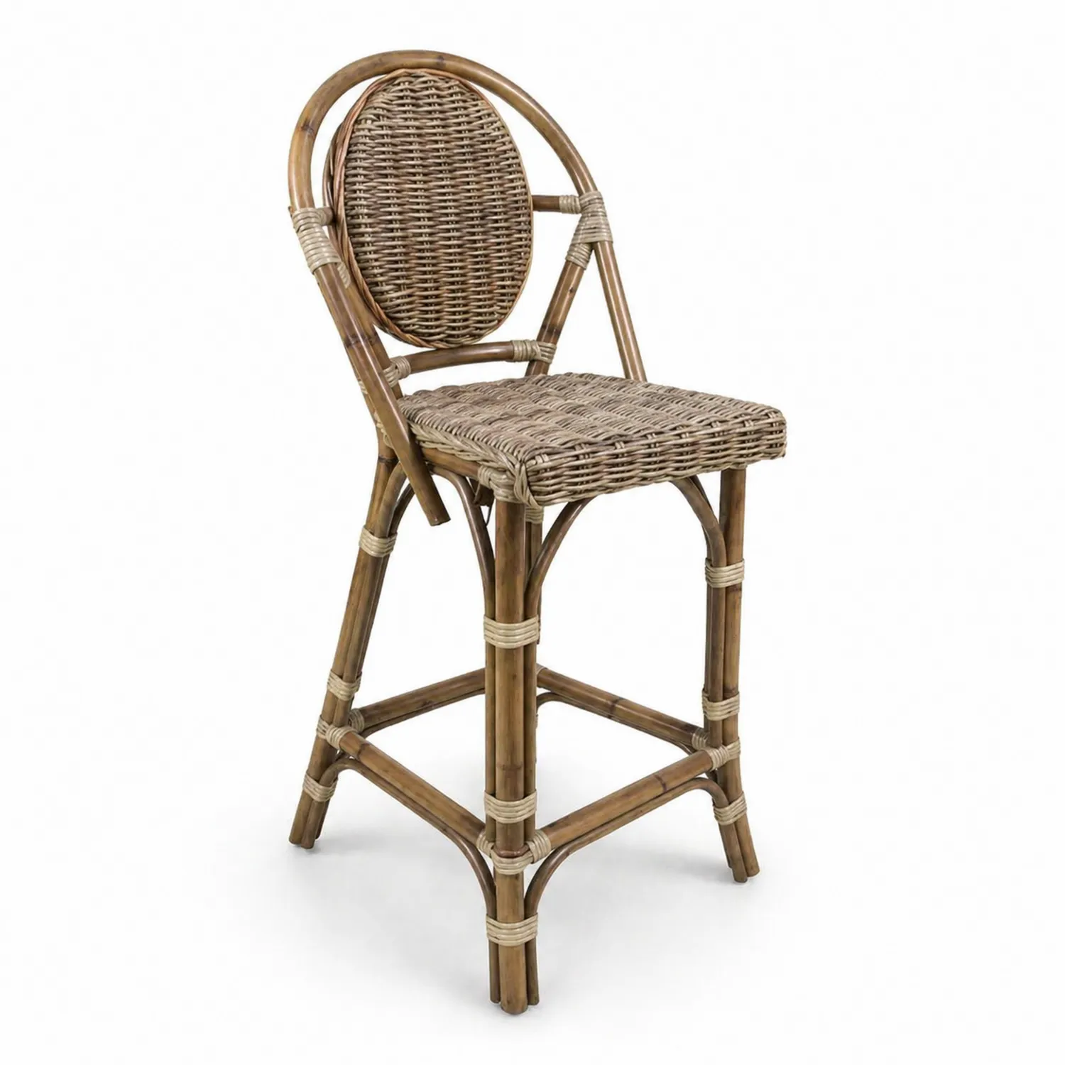 Krzesło barowe rattanowe 115 cm Brązowe
