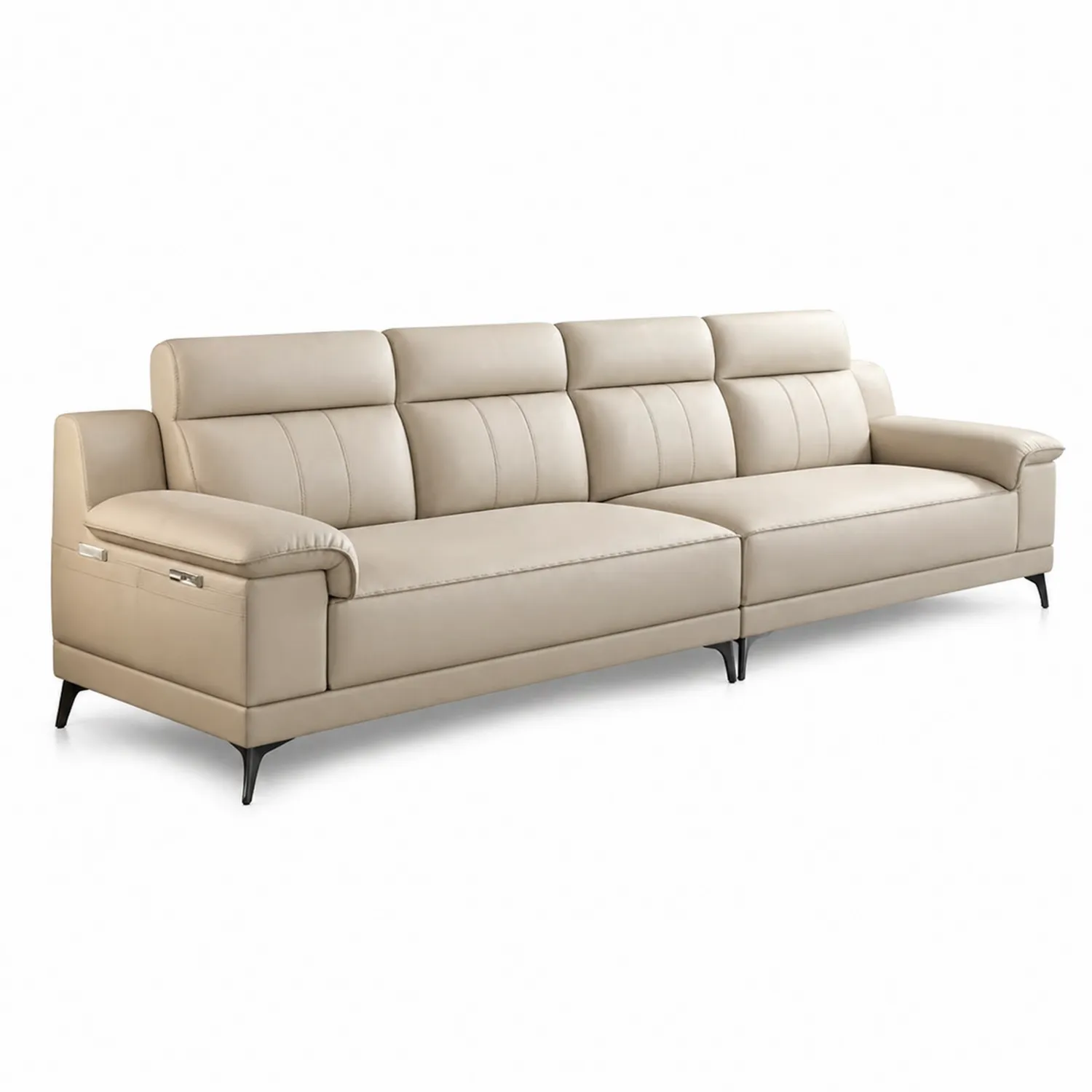 Beżowa sofa skórzana 3-osobowa