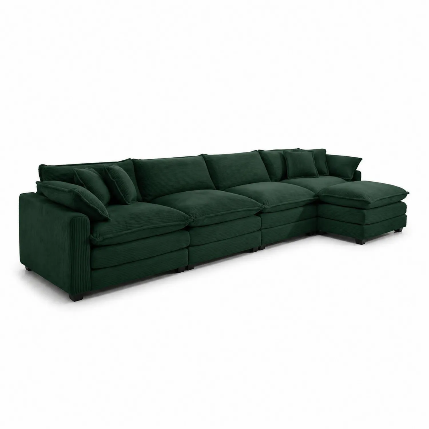 Narożnik L z tkaniny sztruksowej 300x100x90 cm w kolorze zielonym